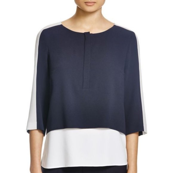 NWOT BOSS Hugo Boss Ralia Color Block Blouse size 12 - Picture 1 of 3